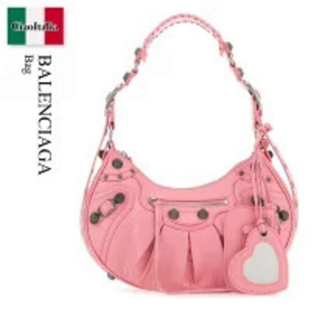 Balenciaga Le Cagole shoulder bag pink crinkled leather